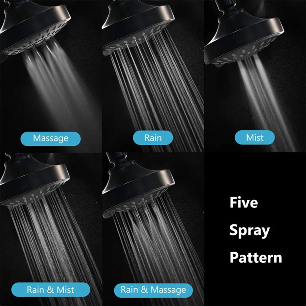 4-Inch 5 Modes Adjustable Shower Head High Pressure Water-Saving Shower Top Spray Rotatable Shower Nozzle Bathroom Accessories