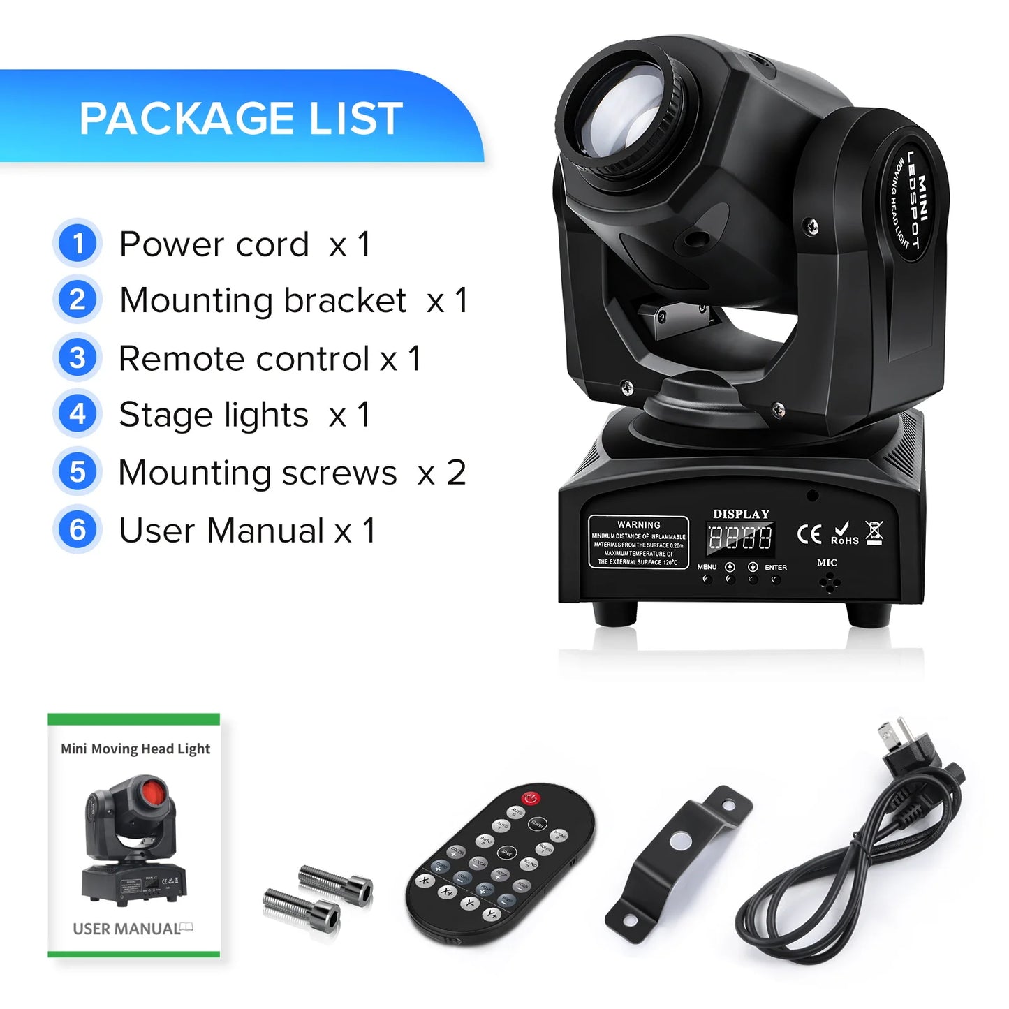 U`King 60W Gobo Moving Head Stage Lights With Wireless Remote Controller DMX512 DJ Lights For Disco Wedding Party Dance