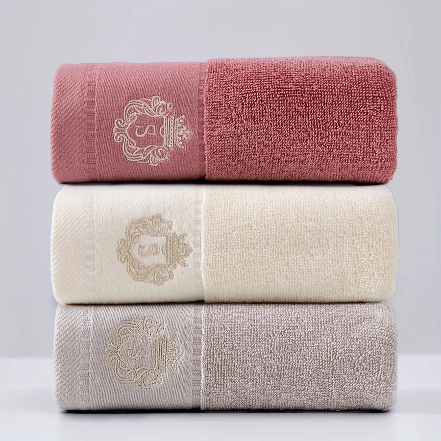 3pcs Mix Color Cotton Towel Sets 35x75cm 70x140cm Embroidered Bathroom Geometric Bath Hand Face Towels Cover