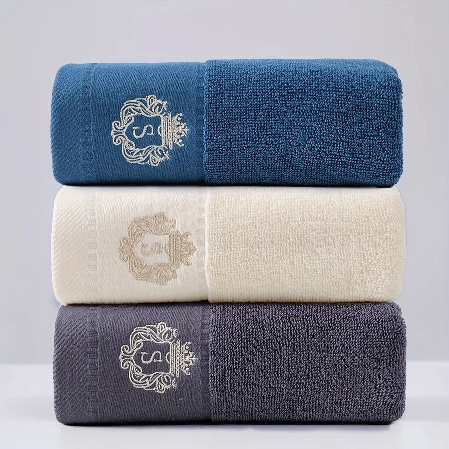 3pcs Mix Color Cotton Towel Sets 35x75cm 70x140cm Embroidered Bathroom Geometric Bath Hand Face Towels Cover