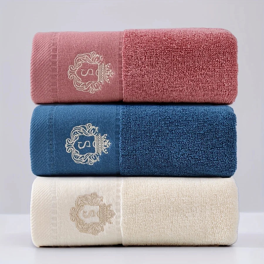 3pcs Mix Color Cotton Towel Sets 35x75cm 70x140cm Embroidered Bathroom Geometric Bath Hand Face Towels Cover