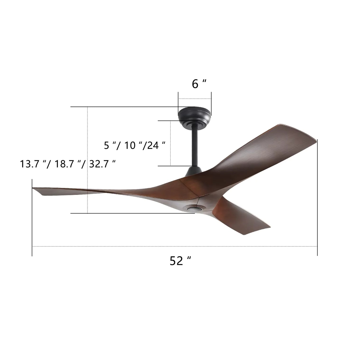 Sofucor Modern 52-inch Ceiling fan DC 6-speed high wind with remote control for rooms