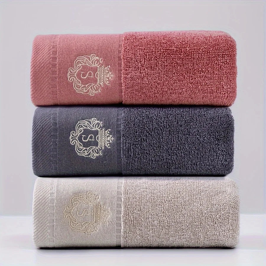 3pcs Mix Color Cotton Towel Sets 35x75cm 70x140cm Embroidered Bathroom Geometric Bath Hand Face Towels Cover