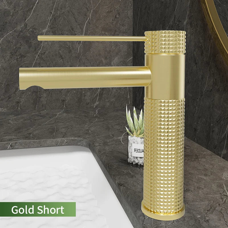 Black Basin Faucet Bathroom Washbasin Water Mixer Tap Hot Cold Water Basin Sink Tap Bathroom Faucet Tap Brushed Gold Faucet