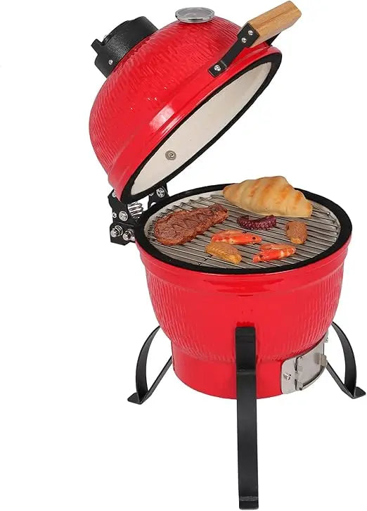 13" Kamado Charcoal Grill Portable Barbecue Grill BBQ Kettle Stand Lid Perfect for Outdoor Camping Patio Backyard Picnic