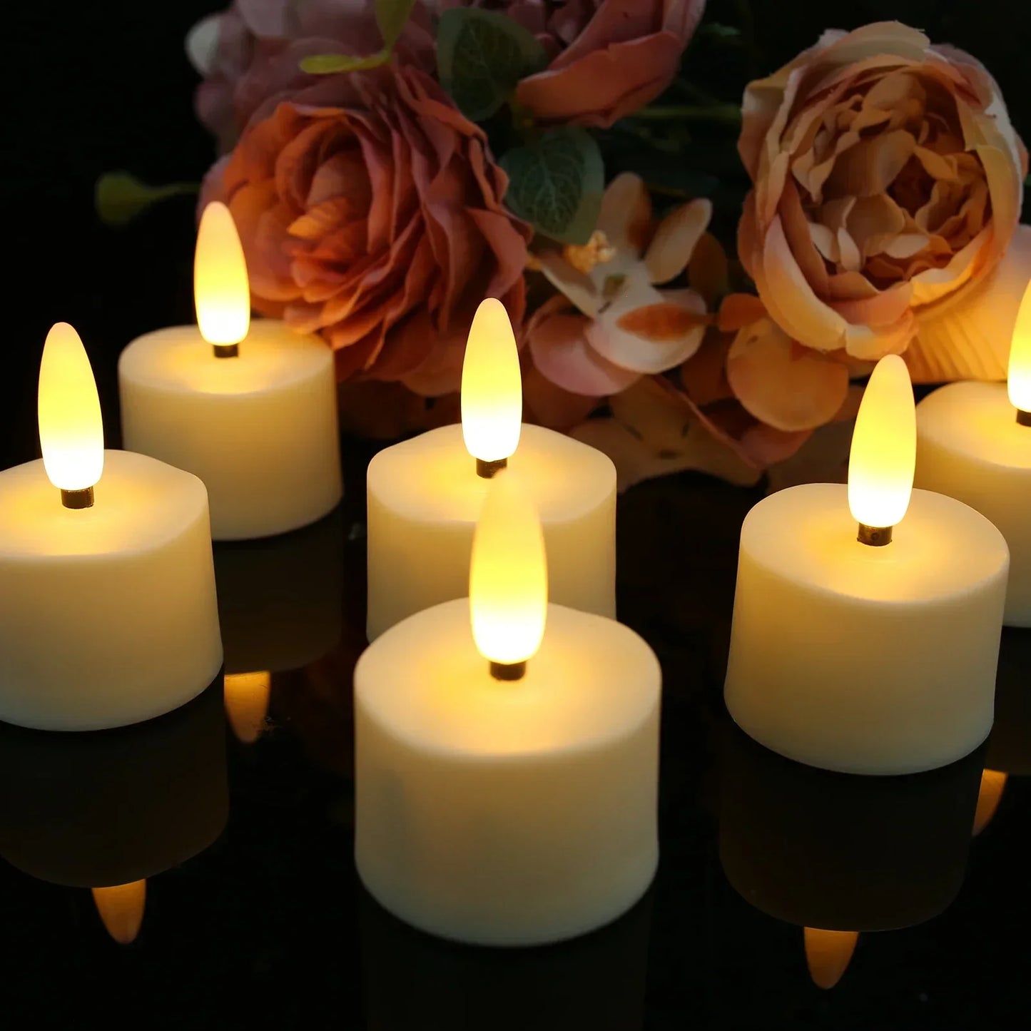 Rechargeable Candle Tea Lights with Remote Timer LED Candles Battery Operated Flameless for Home Decor Seasonal Decor 6/12-Pack