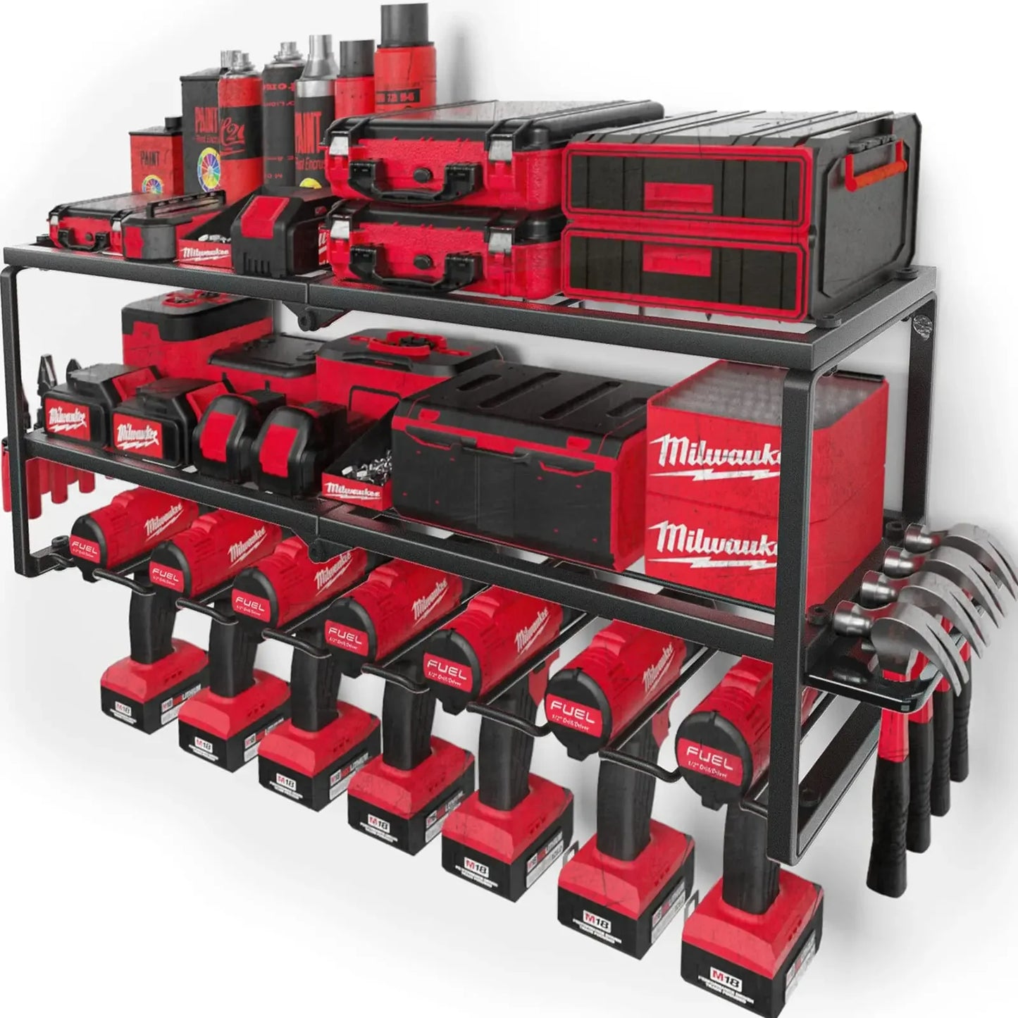 Heavy Duty Metal 3 Layers Tool Shelf for Garage Organization Large Size & Easy Assembly Power Tool Organizer