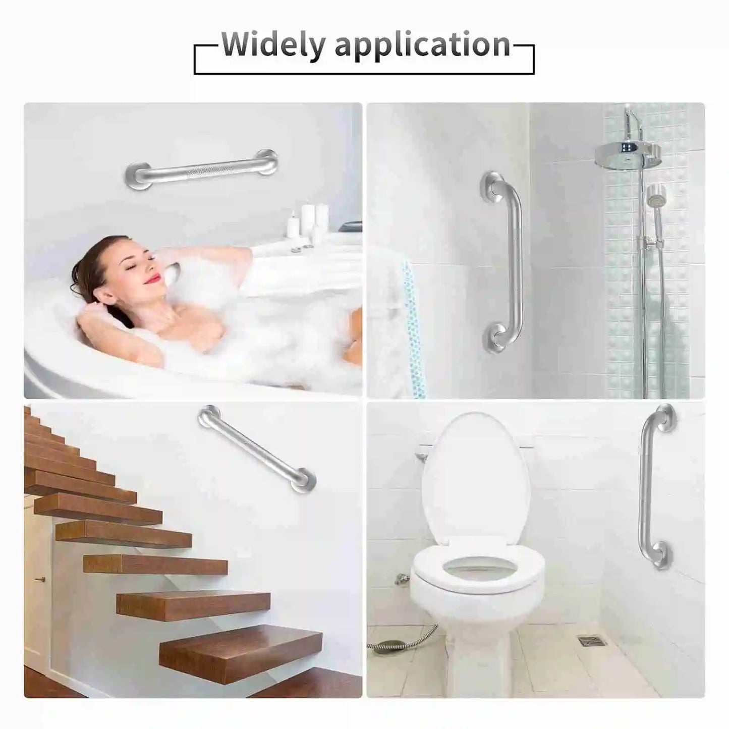 2 Pcs Shower Grab Bar 12 Inch Anti Slip Stainless Steel Shower Handrail for Bathroom