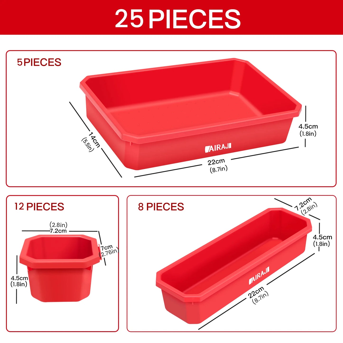 AIRAJTool Box Organiser 3 Sizes Storage Box PP Material Interlocking and Non-Slip Design Tool Box Organiser for Organisation