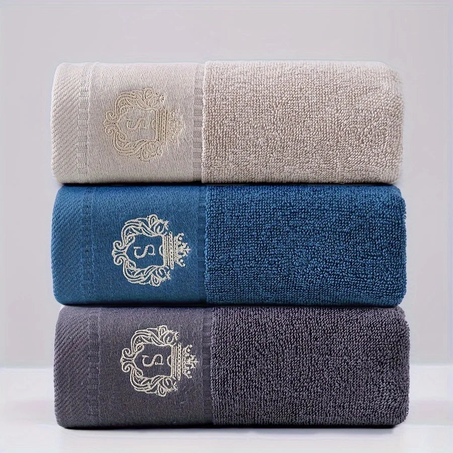 3pcs Mix Color Cotton Towel Sets 35x75cm 70x140cm Embroidered Bathroom Geometric Bath Hand Face Towels Cover