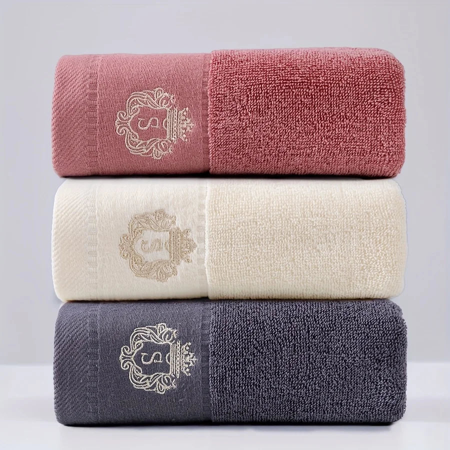 3pcs Mix Color Cotton Towel Sets 35x75cm 70x140cm Embroidered Bathroom Geometric Bath Hand Face Towels Cover