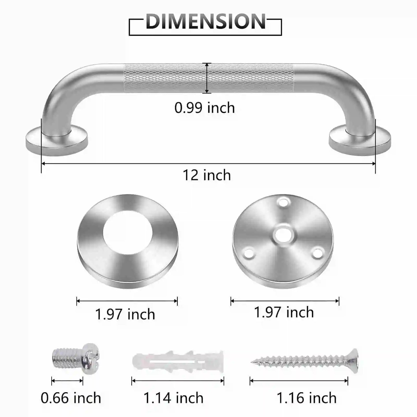 2 Pcs Shower Grab Bar 12 Inch Anti Slip Stainless Steel Shower Handrail for Bathroom
