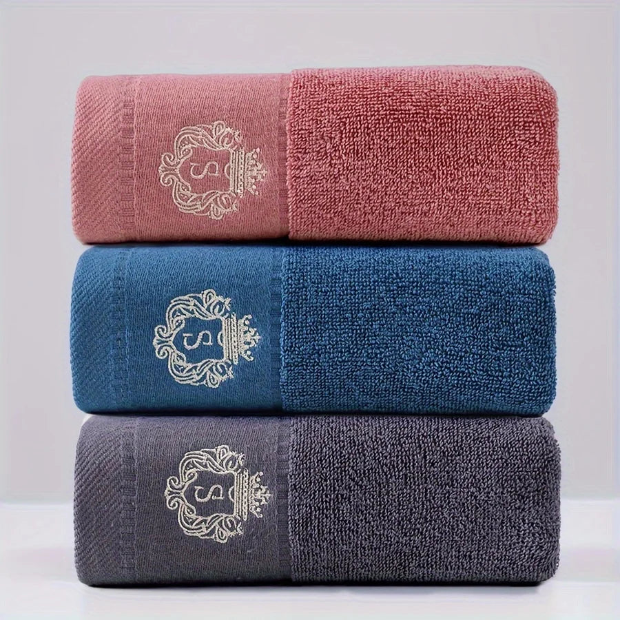 3pcs Mix Color Cotton Towel Sets 35x75cm 70x140cm Embroidered Bathroom Geometric Bath Hand Face Towels Cover