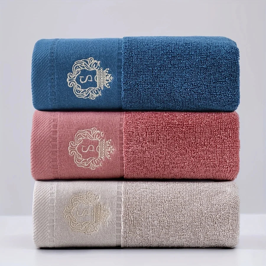 3pcs Mix Color Cotton Towel Sets 35x75cm 70x140cm Embroidered Bathroom Geometric Bath Hand Face Towels Cover