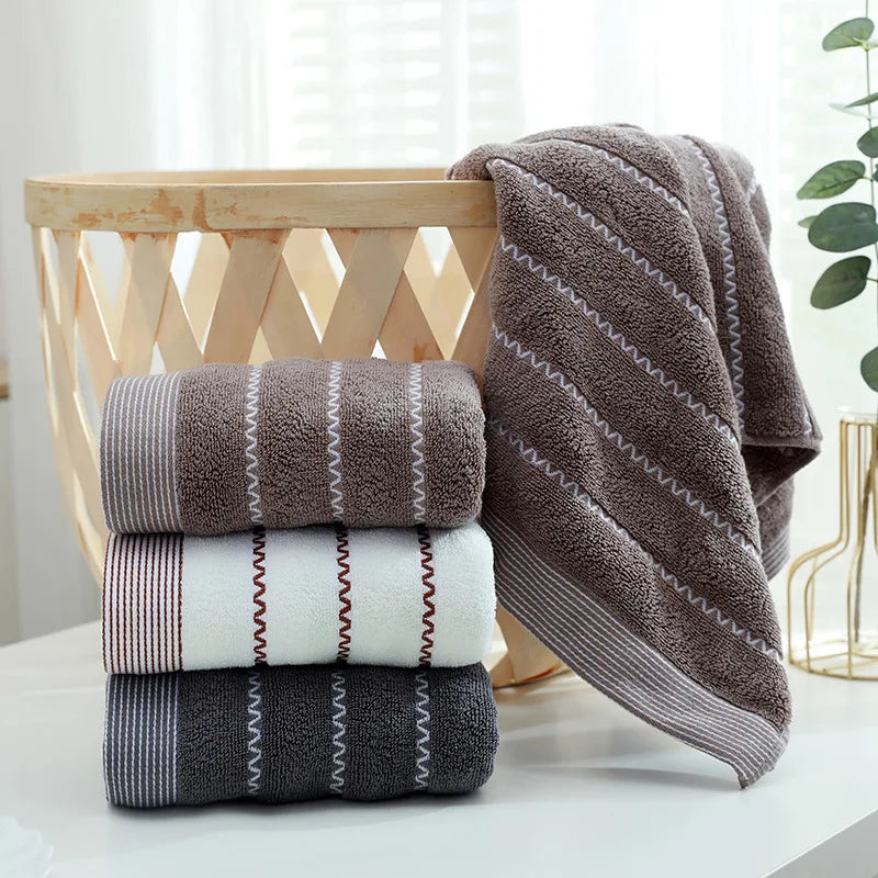3pcs Mix Color Cotton Towel Sets 35x75cm 70x140cm Embroidered Bathroom Geometric Bath Hand Face Towels Cover