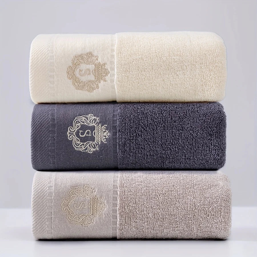 3pcs Mix Color Cotton Towel Sets 35x75cm 70x140cm Embroidered Bathroom Geometric Bath Hand Face Towels Cover