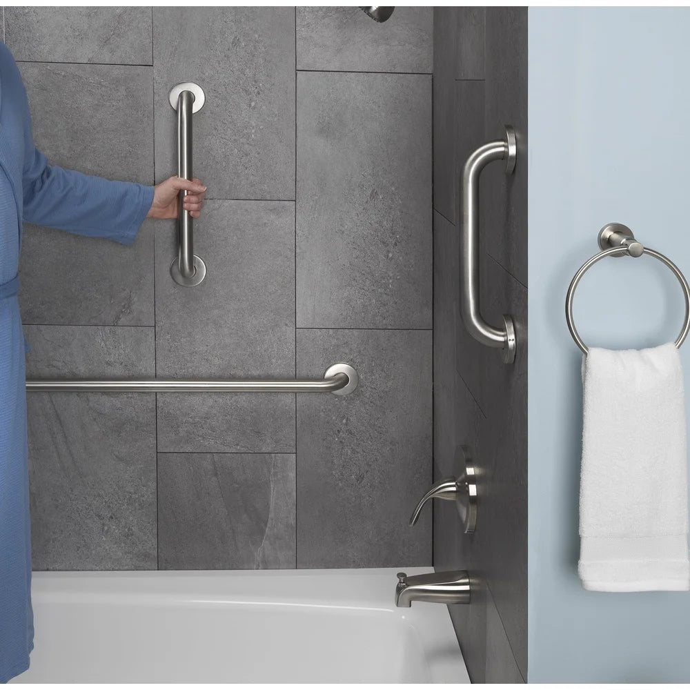 12 Inch Stainless Steel Grab Bar Concealed Screws Safety Support Bathroom Shower Toilet Installation ADA Compliant Mounting