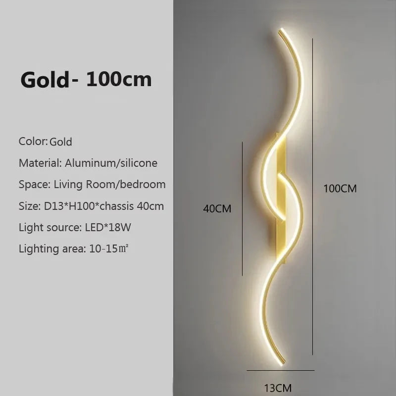 Modern LED Wall Lamp Minimalist Led Light Bedroom Bedside Long Strip Wall Sconces Living Room Sofa Home Indoor Lighting Fixture
