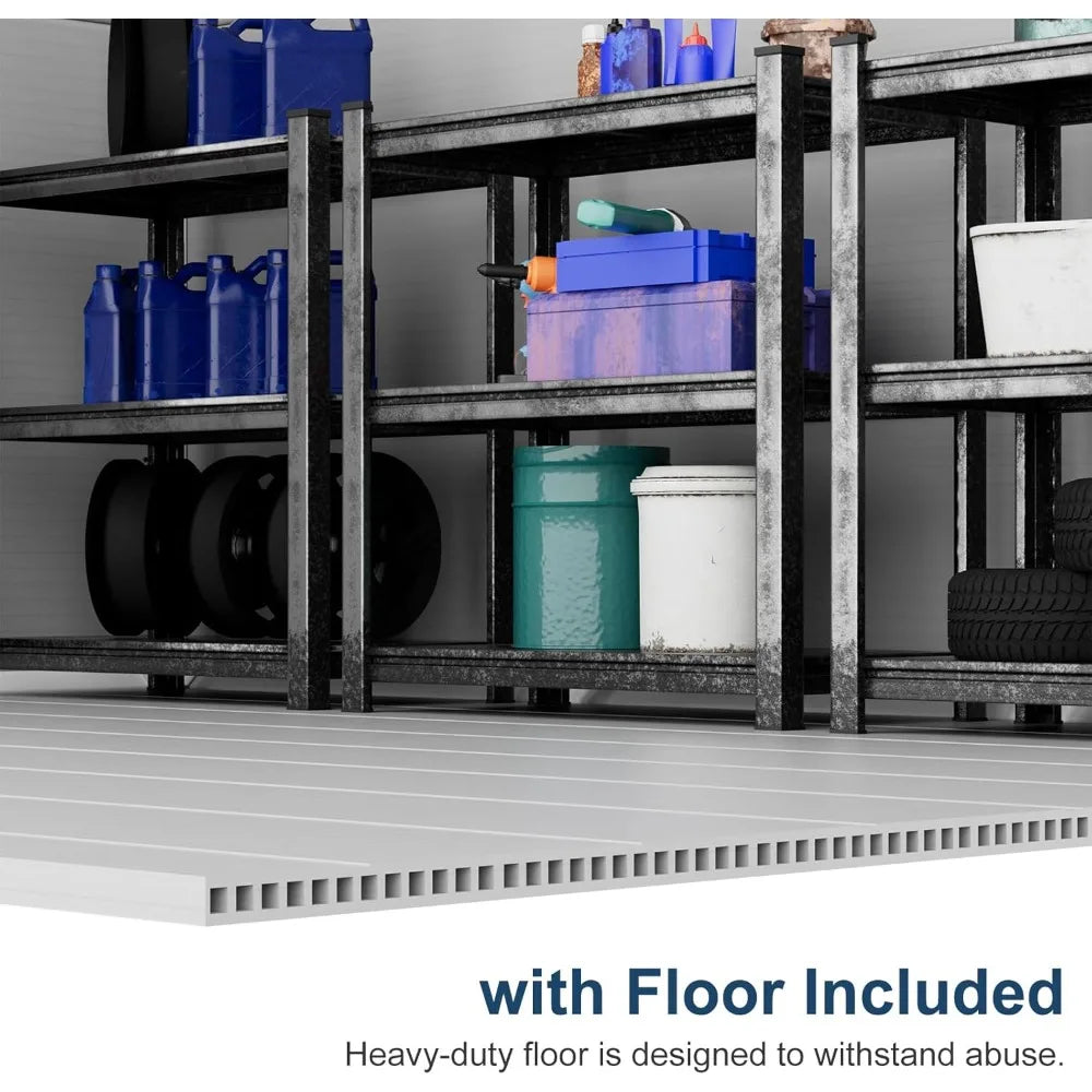 Waterproof Plastic Outdoor Storage Shed, 5x4 Feet with Floor, Includes Window, Lockable Door, and Garden Tool Storage