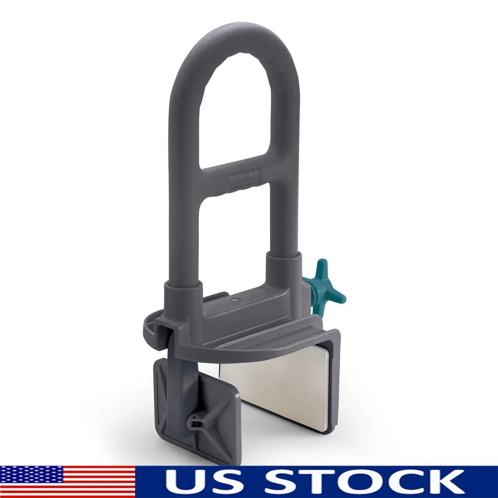 Deluxe Bathtub Grab Bar Antimicrobial Treatment Tool Free Installation Non-Slip Grip Adjustable Clamp Supports 250lbs Microban