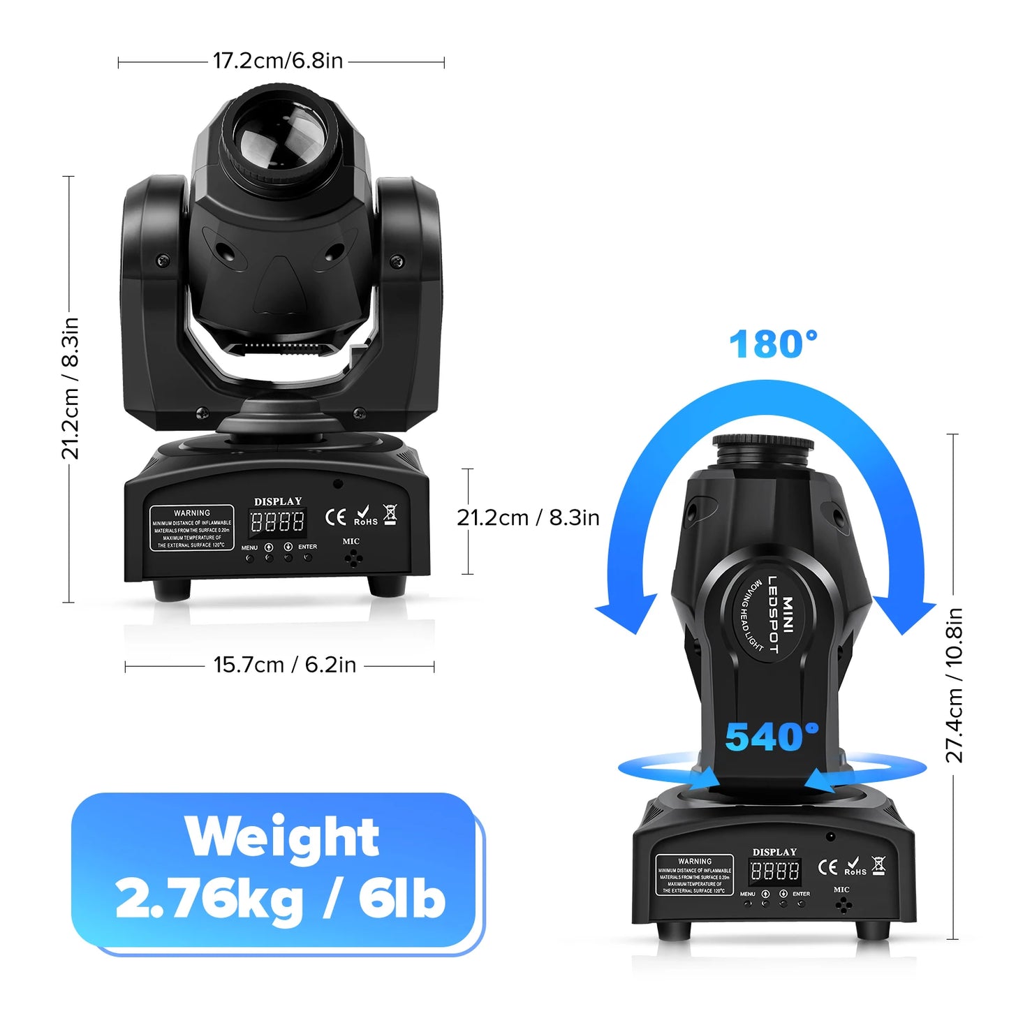 U`King 60W Gobo Moving Head Stage Lights With Wireless Remote Controller DMX512 DJ Lights For Disco Wedding Party Dance