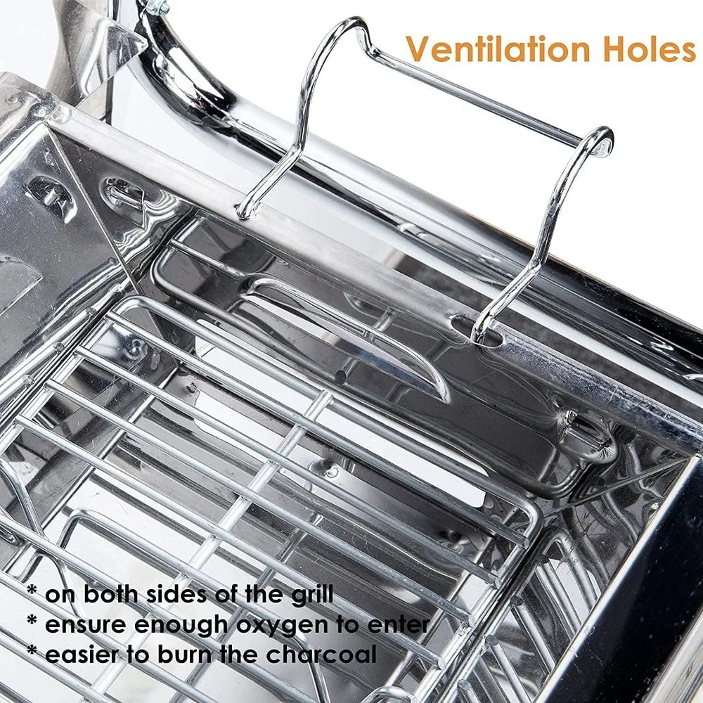 Charcoal Grill, Barbecue Charcoal Grill, Outdoor Stainless Steel Smoker BBQ grill for Outdoor Cooking Camping Picnics Beach 336