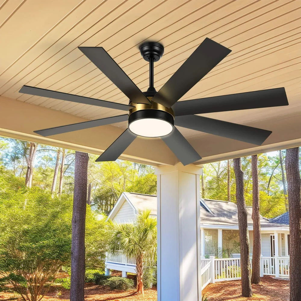 60 Inch Modern LED Ceiling Fan Remote Control Indoor Outdoor Whisper Quiet 6 Speed Lighting Options All Year Comfort