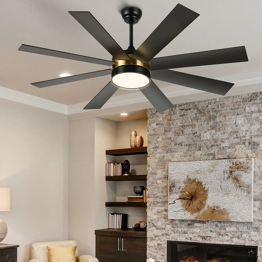 60 Inch Modern LED Ceiling Fan Remote Control Indoor Outdoor Whisper Quiet 6 Speed Lighting Options All Year Comfort