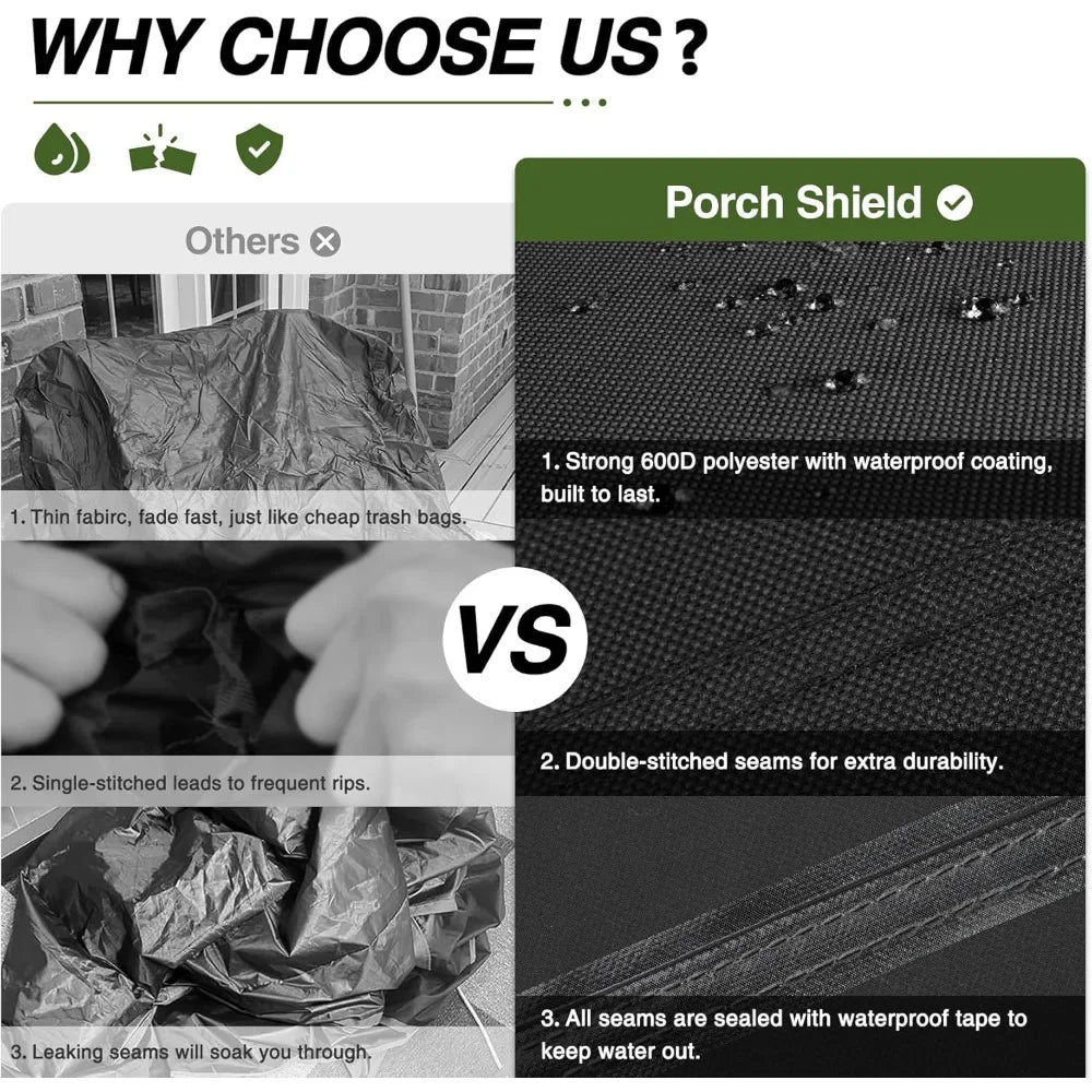 Round Patio Furniture Cover - Waterproof 600D Heavy Duty Outdoor Table and Chairs Cover 76 inch, Black