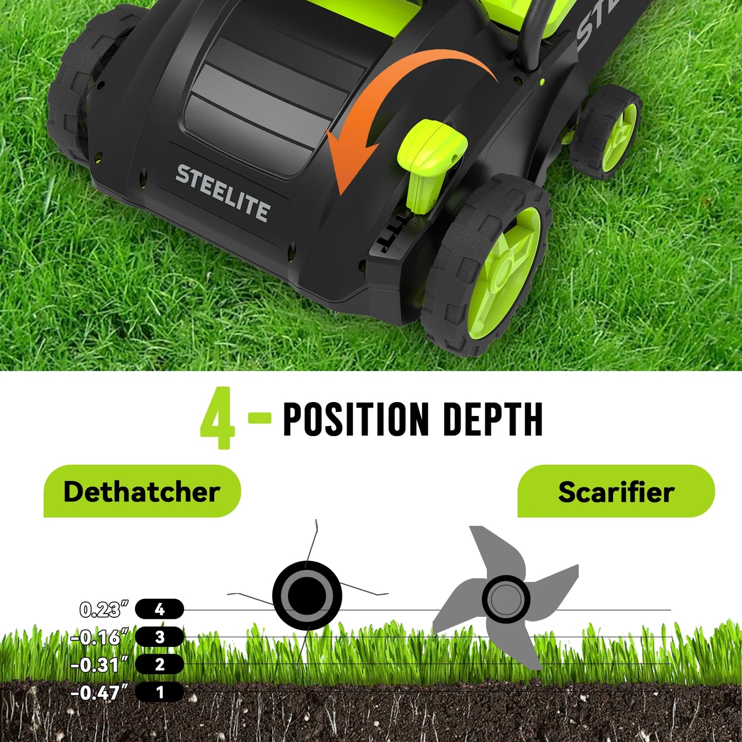 Deli 2-in-1 Electric Dethatcher & Scarifier, 13-Inch 12-Amp Powered Lawn Tool with 8-Gallon Removable Collection Bag
