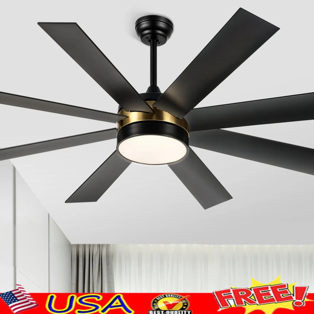 60 Inch Modern LED Ceiling Fan Remote Control Indoor Outdoor Whisper Quiet 6 Speed Lighting Options All Year Comfort