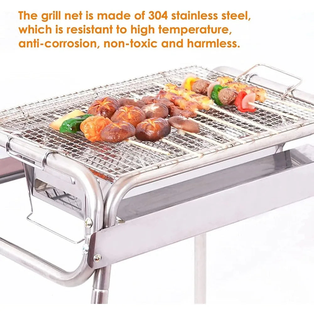 Charcoal Grill, Barbecue Charcoal Grill, Outdoor Stainless Steel Smoker BBQ grill for Outdoor Cooking Camping Picnics Beach 336
