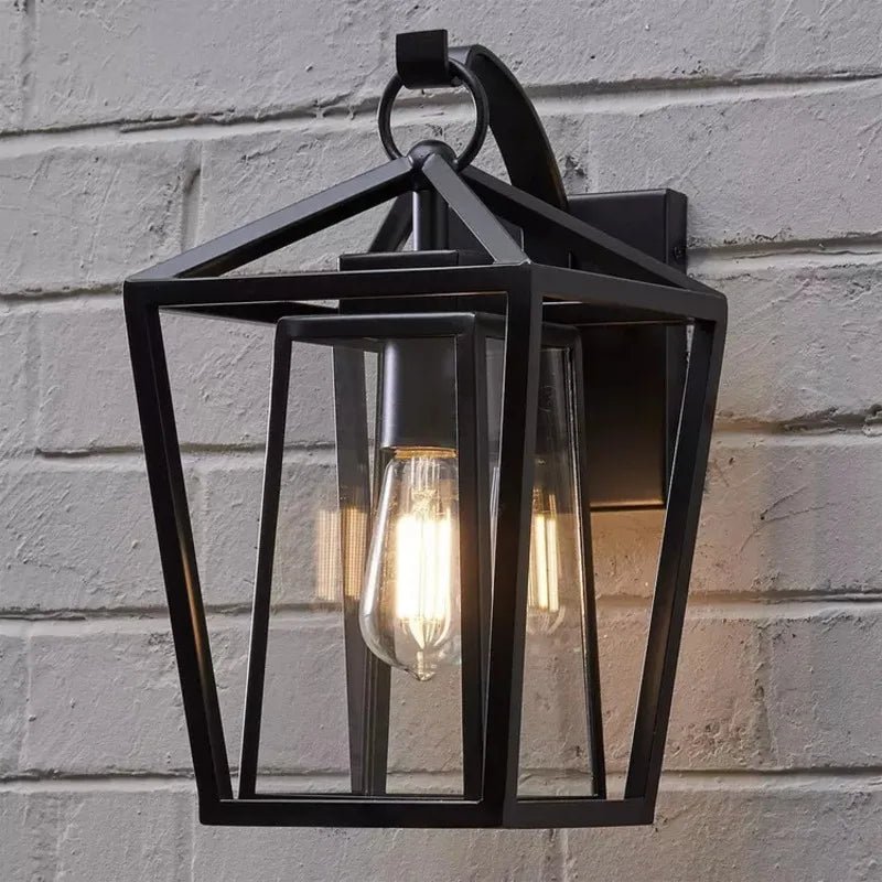 Outdoor Wall Light Fixtures, Exterior Waterproof Lanterns, Porch Sconces Wall Mounted Lighting with E26 Sockets & Glass Shades