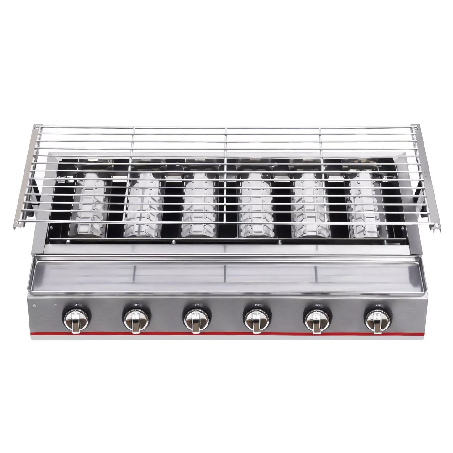 6 Burner Gas BBQ Grill Cabinet Style Stainless Steel Barbecue Table Top Gas Griller Outdoor Cooking with Sear and Side Burners