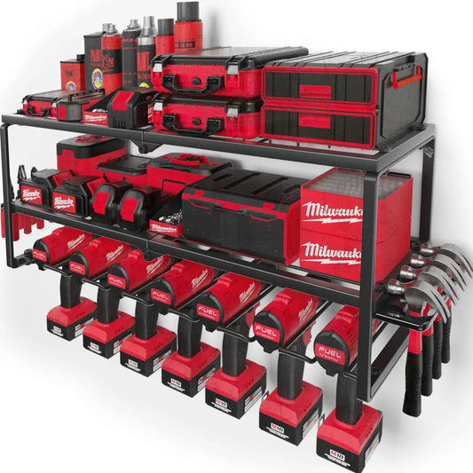 Heavy Duty Metal 3 Layers Tool Shelf for Garage Organization Large Size & Easy Assembly Power Tool Organizer