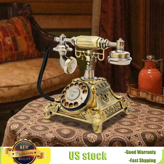 Vintage Retro Turntable Decor Telephone, Multi-function Rotary Phone with Redial for Home, Office, Cafe & Hotel, Unique Gift Idea