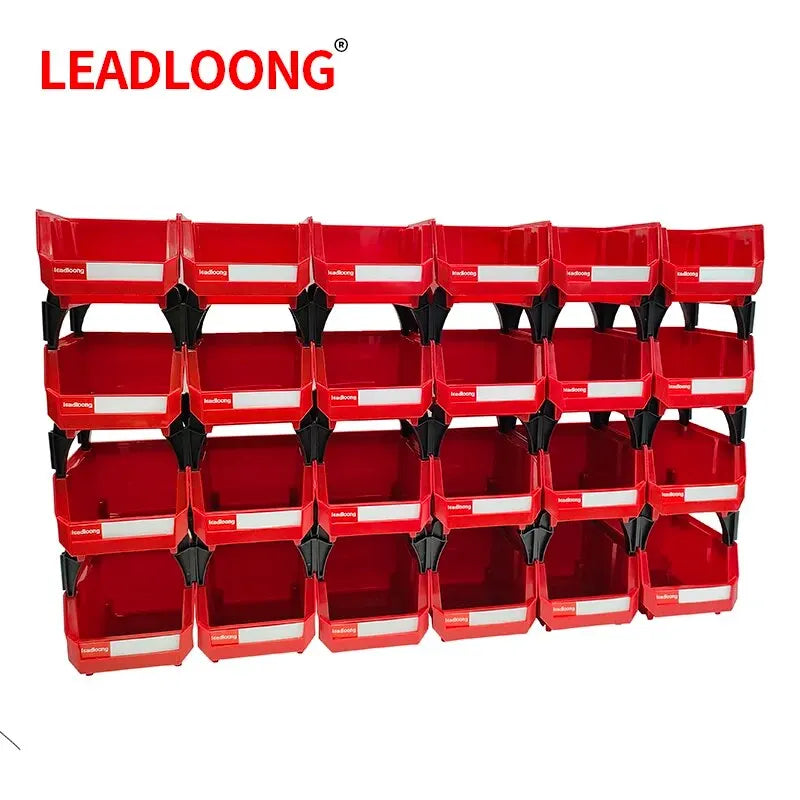LEADLOONG V1 Storage Bin 6/24pcs 13.5x10.5x7.6cm/5x4*3inch Freestanding Tiered Shelf for Garage Hanging Stacking Container