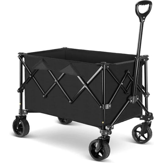 Collapsible Trolley Wagon Cart with Wheels 140L 300LBS Capacity for Outdoor Sports Shopping Camping and Gardening