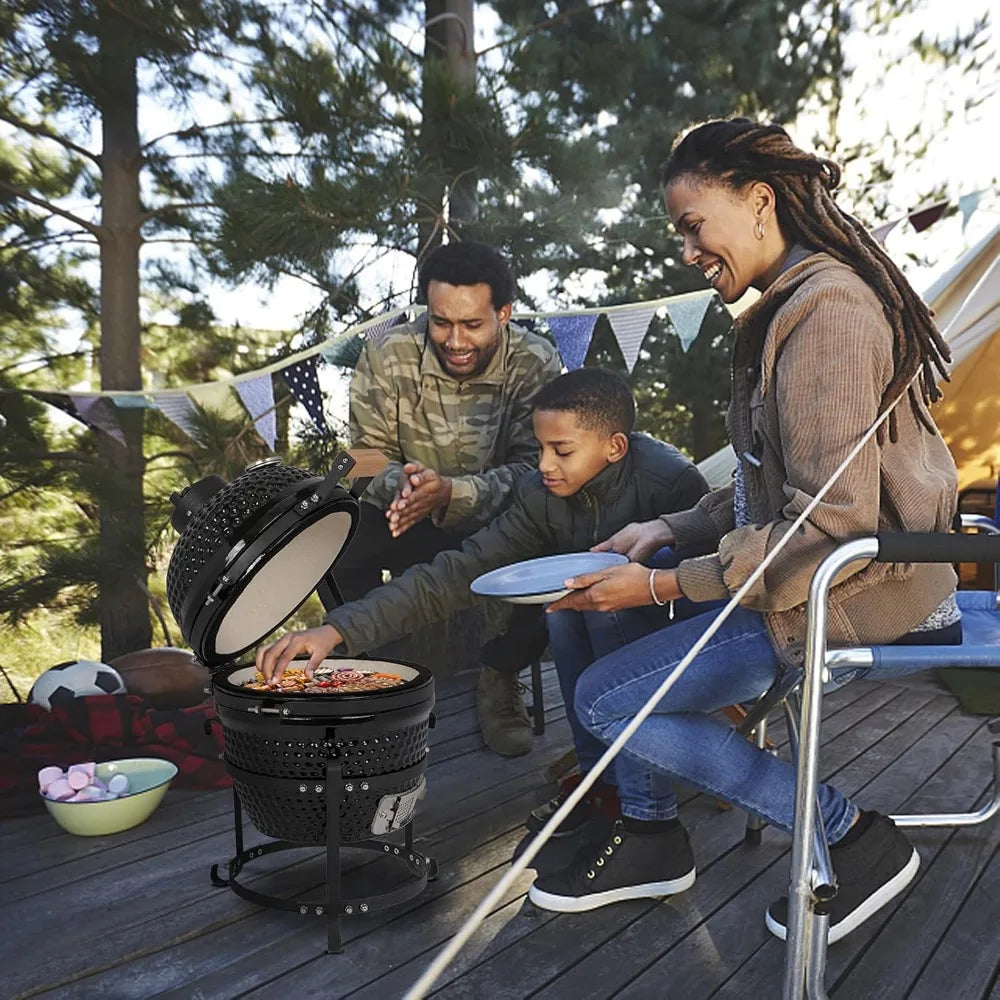 13" Kamado Charcoal Grill Portable Barbecue Grill BBQ Kettle Stand Lid Perfect for Outdoor Camping Patio Backyard Picnic