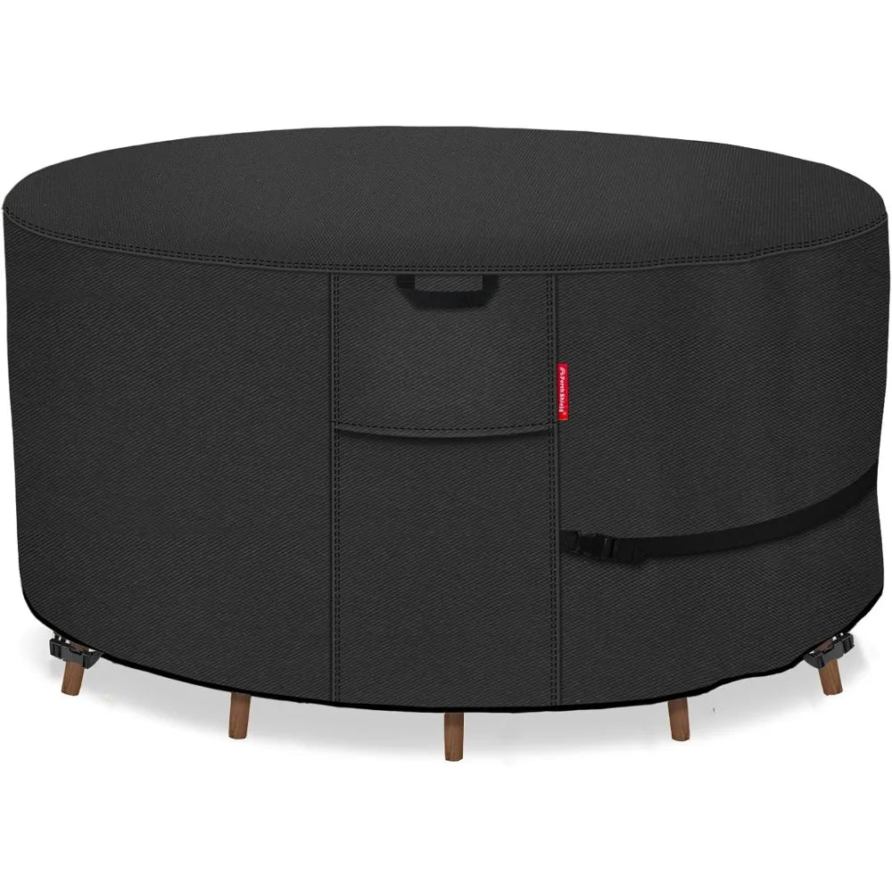 Round Patio Furniture Cover - Waterproof 600D Heavy Duty Outdoor Table and Chairs Cover 76 inch, Black