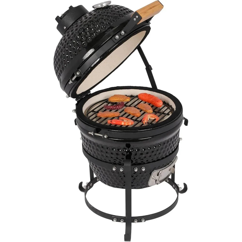 13" Kamado Charcoal Grill Portable Barbecue Grill BBQ Kettle Stand Lid Perfect for Outdoor Camping Patio Backyard Picnic