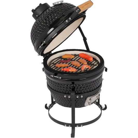 13" Kamado Charcoal Grill Portable Barbecue Grill BBQ Kettle Stand Lid Perfect for Outdoor Camping Patio Backyard Picnic