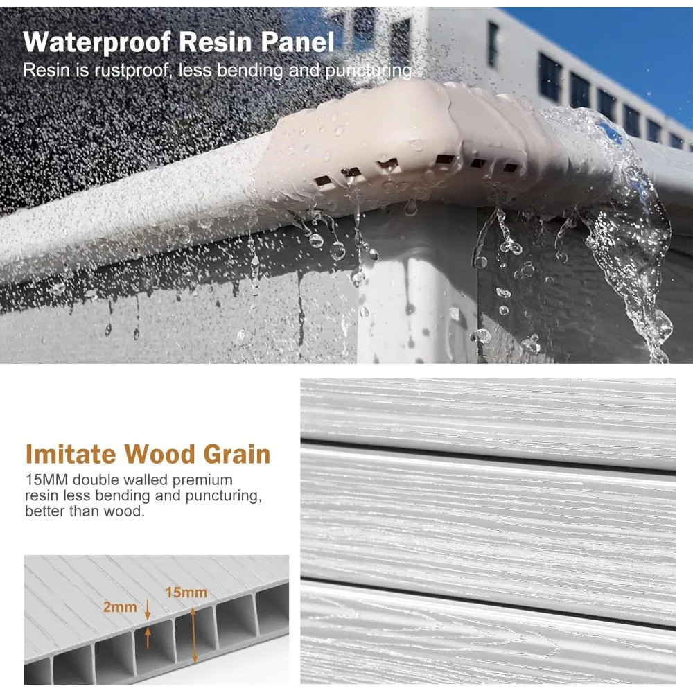 Waterproof Plastic Outdoor Storage Shed, 5x4 Feet with Floor, Includes Window, Lockable Door, and Garden Tool Storage