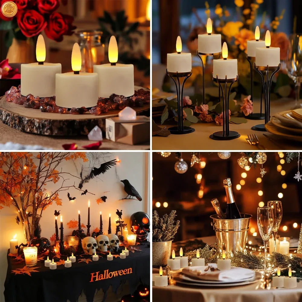 Rechargeable Candle Tea Lights with Remote Timer LED Candles Battery Operated Flameless for Home Decor Seasonal Decor 6/12-Pack
